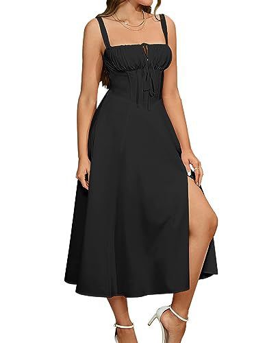 Damenbekleidung Mittellanges Korsett Elegantes Schlitz-Schnürkleid für Damen zum Ausgehen_voghion.com