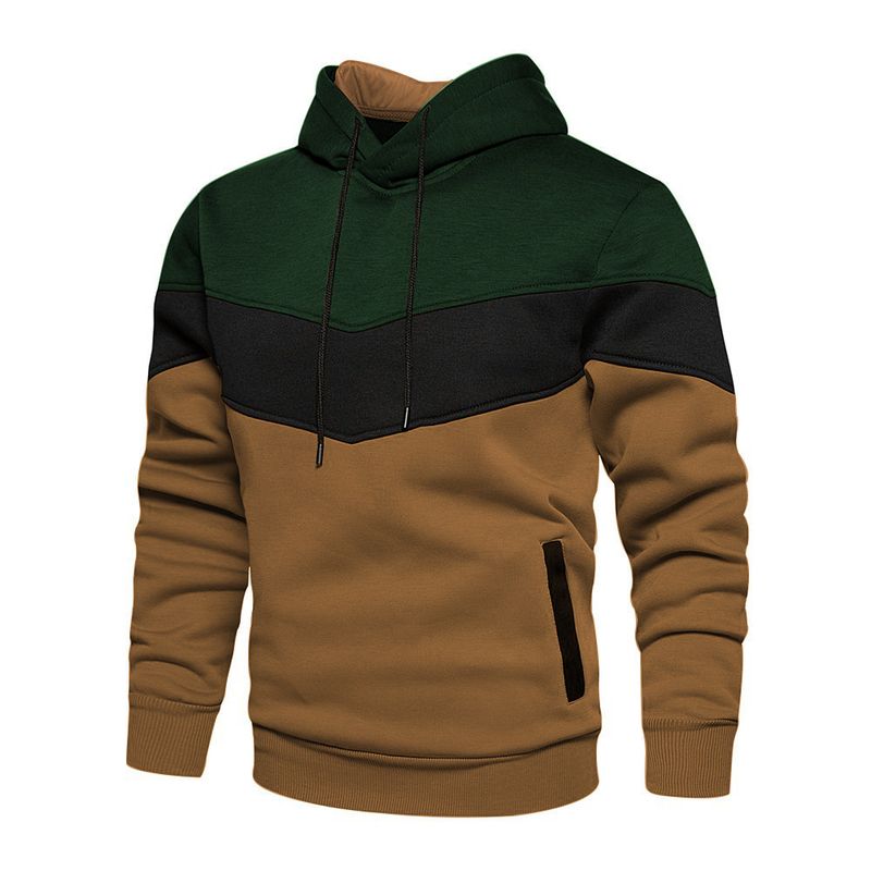 Herrenbekleidung Herbst und Winter Direktlieferung ab Werk Farblich passender, lockerer, lässiger Pullover mit Seitennahttasche und Kapuzenpullover für Jugendliche_voghion.com