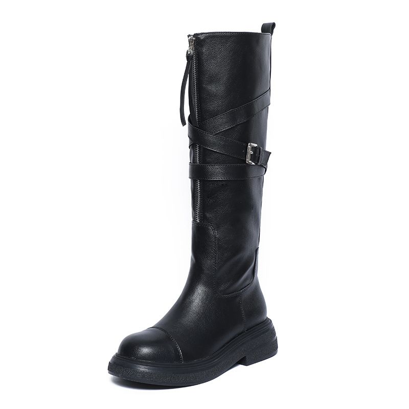 Reißverschluss vorne, dicke Sohle, flach, lang, 2024, neuer hoher Blockabsatz, Overknee-Stiefel in Übergröße, breite Ritterstiefel_voghion.com