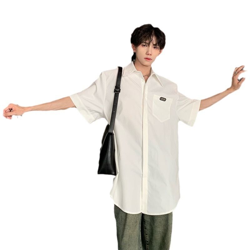 Unbeatable Quality Shoulder Padded Short White Men With A Sense Of , Cuban Collar, DK Uniform, Sexual Tension Wearing Style,_voghion.com