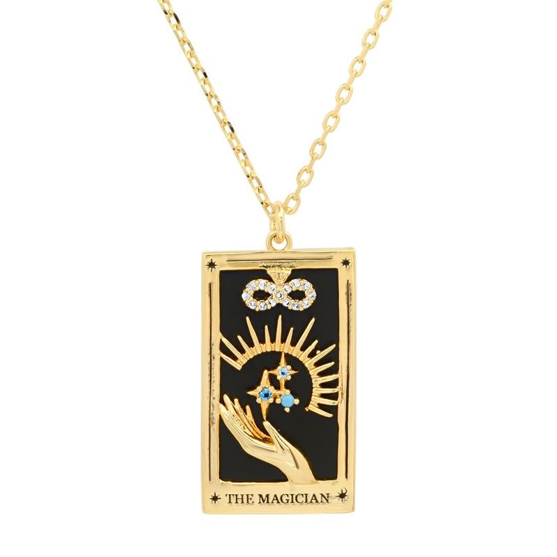 Carta dei tarocchi placcata in oro vero TAROCCHI con collana di carte quadrate a goccia di diamante, molto apprezzata, specializzata in gioielli_voghion.com