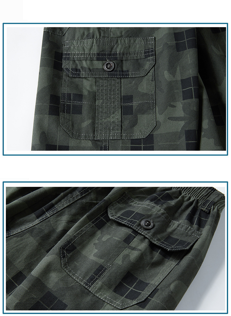 Männer Kleeder Männer Summer Cargo Shorts Loose Plus Gréisst Männer Kotteng Quartier Hosen Multi-Pocket Casual Hosen_voghion.com