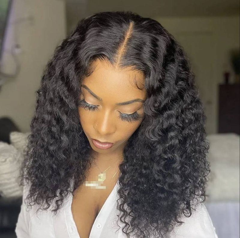 La peluca rizada rizada corta del cabello humano de 4x4 Bob pre desplumó las pelucas rizadas de Bob del cabello humano del cordón 16in para las mujeres_voghion.com