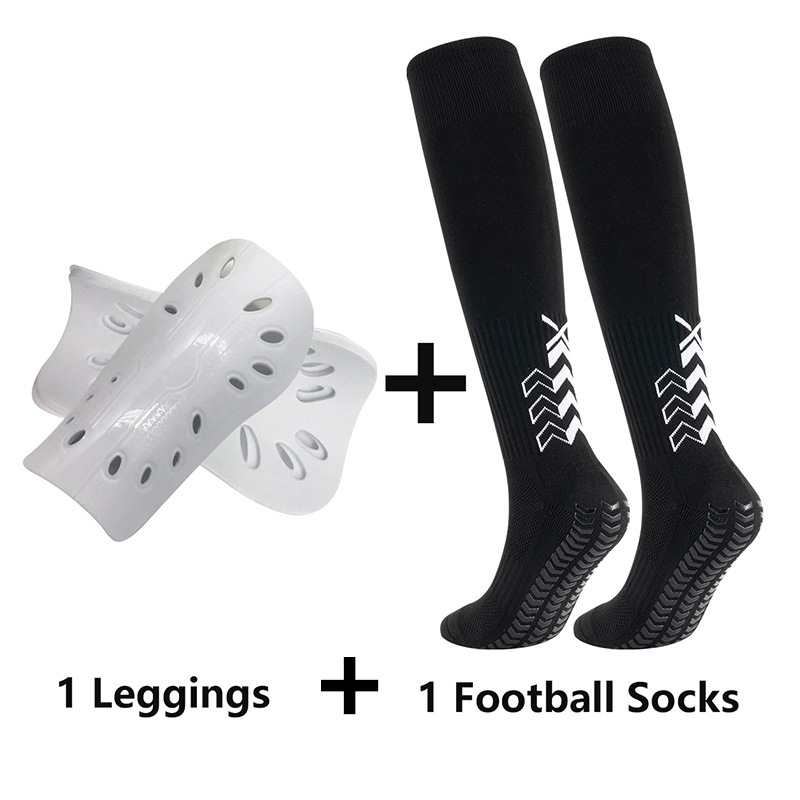 Calzini da calcio spessi per adulti, set di combinazione di cuscinetti per le gambe, calzini adesivi antiscivolo per studenti universitari_voghion.com