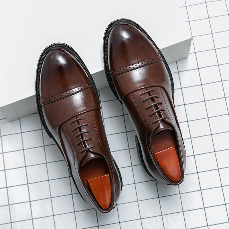 Men's Fashion Brown Derby Shoes Genuine Leather British Black Business Suit Men's Shoes Lace-up Oxford Shoes Banquet Dress Wedding Shoes Plus Size 46_voghion.com