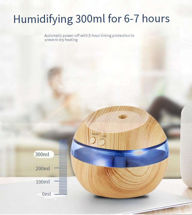 Umidificatore USB effetto legno con funzione di aromaterapia - Purificatore d'aria da tavolo compatto e silenzioso per uso domestico e in ufficio_voghion.com