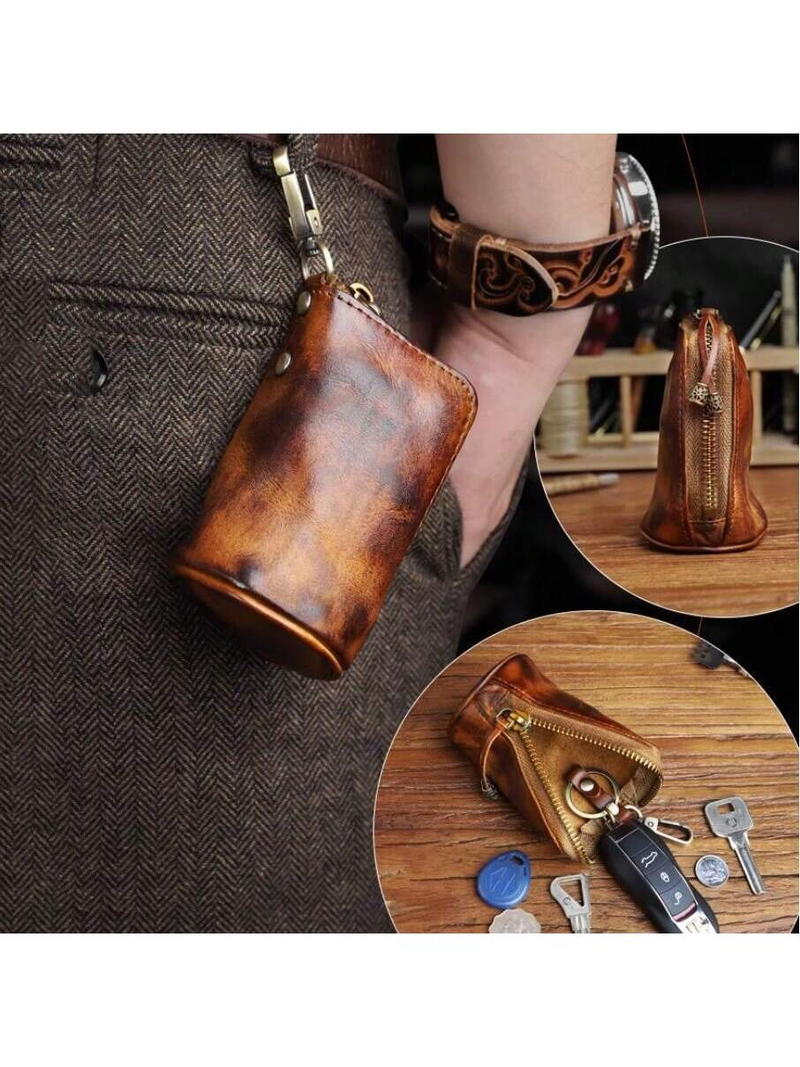 Viking Waist Bag, Leather Vintage Small Key Bag, Card Pocket, Wallet, Small Storage Bag_voghion.com