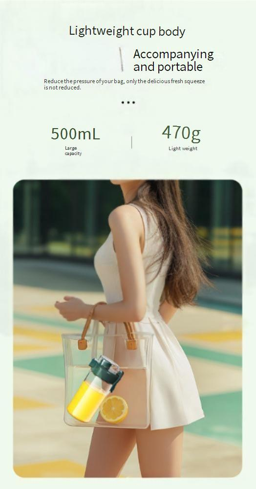 Wireless Portable Juicer Blender With 12 Blades, 500ml Glass Cup, USB Rechargeable, For Fruits & Vegetables, Baby Food, Smoothies, Travel & Home Use_voghion.com