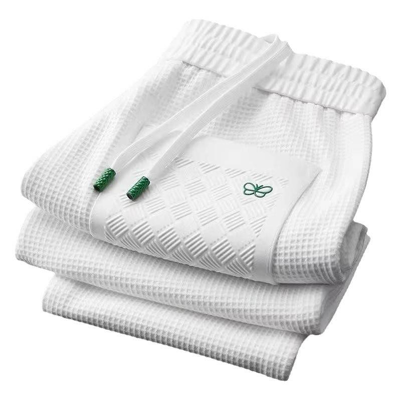 Pantalones casuales de punto gofre con diseño de mariposa para hombre - Joggers ajustados con puños elásticos para primavera y otoño - Pantalones deportivos ligeros y transpirables_voghion.com