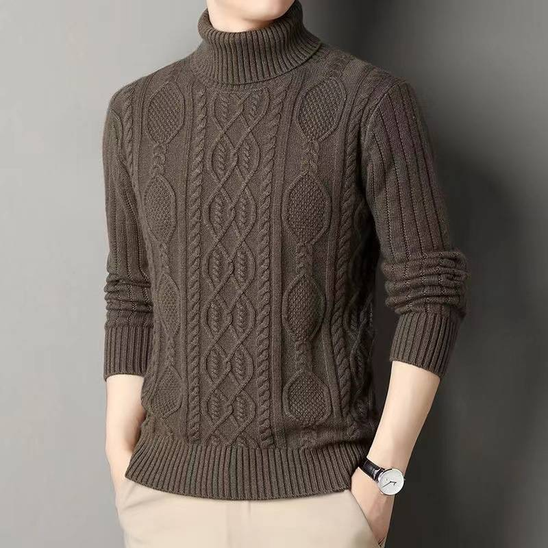 Suéter de cuello alto de cachemira premium: tejido de invierno extra grueso, cuello de doble capa y colores lisos (M-XXXXL)_voghion.com