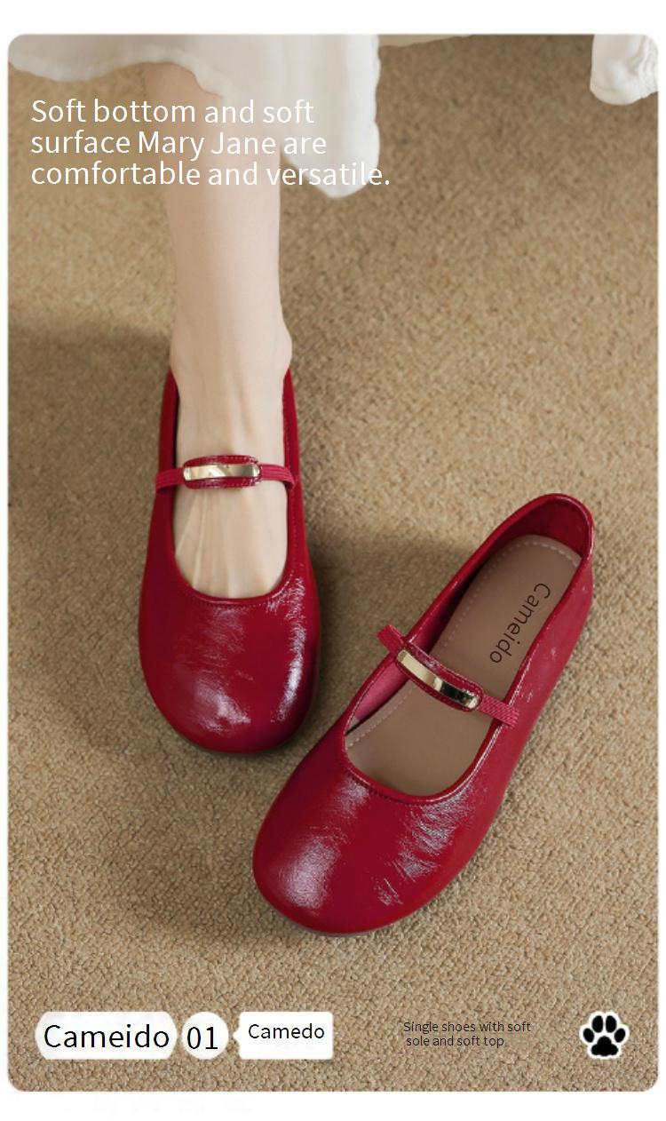 【Soft Sole And Soft Upper】Cameido Comfortable Flat Ankle Strap Shallow Single Shoes For Women, Autumn Round Toe Mary Jane Shoes_voghion.com