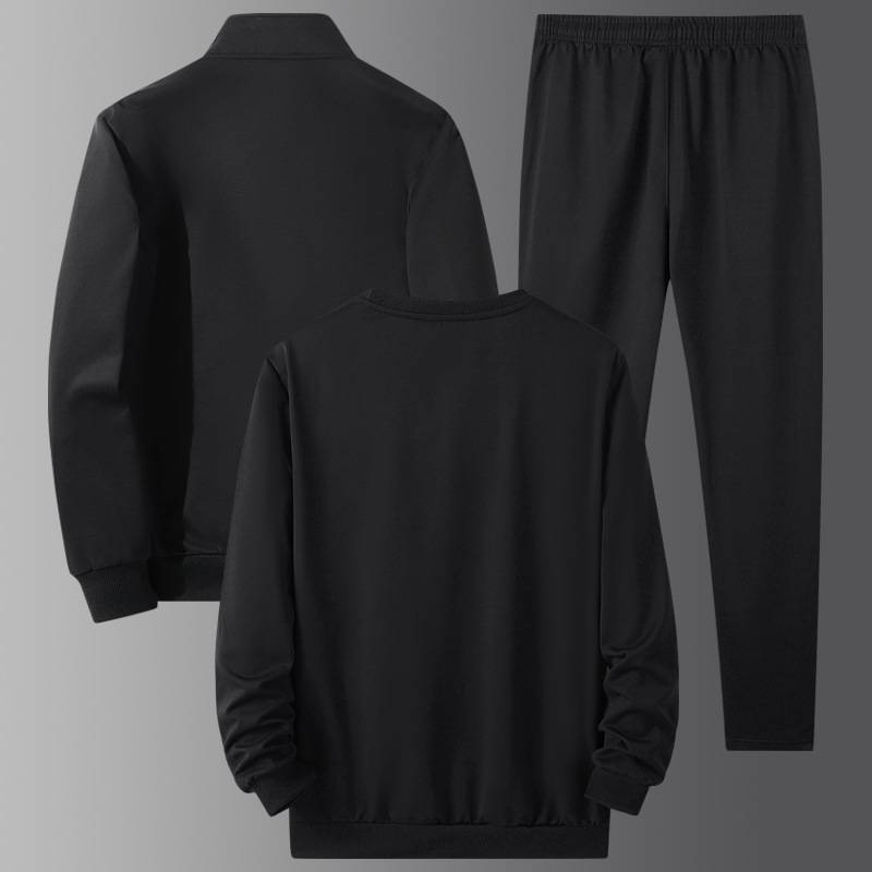 "Men's 3-Piece Casual Sportswear Set - Long Sleeve Tee, Sweatshirt & Joggers (Black, Blue, Gray) - Relaxed Fit For Streetwear & Lounge"_voghion.com