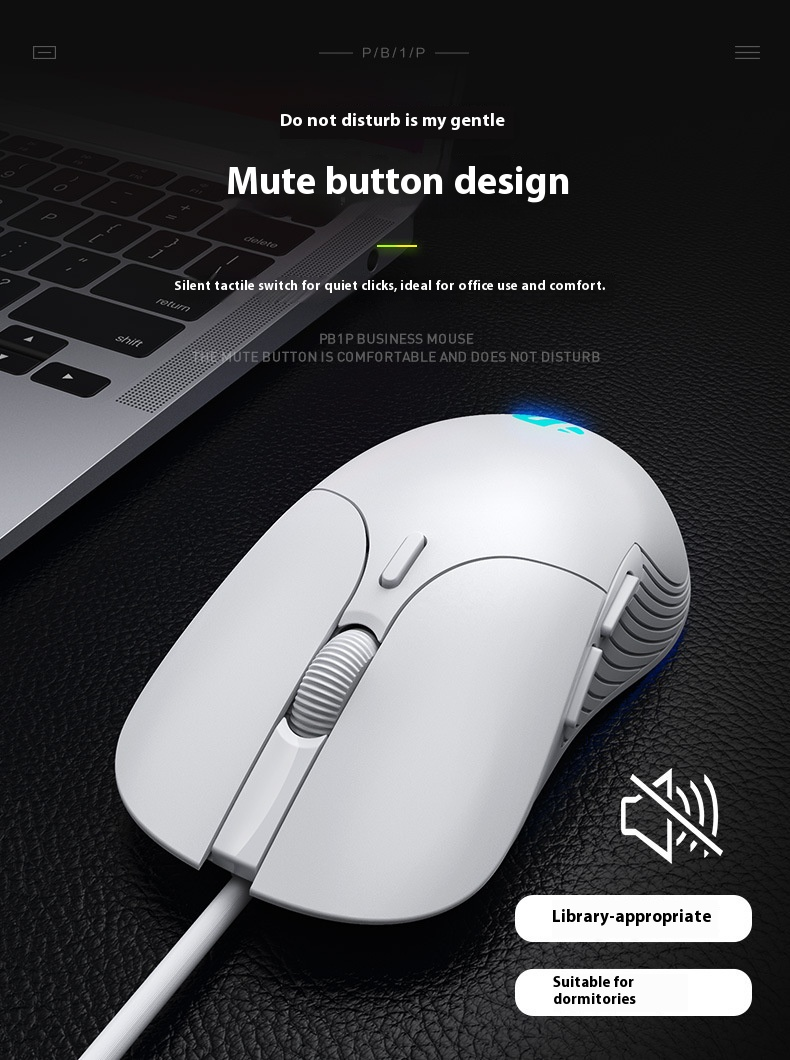 Wired Gaming Mouse – 6 Programmable Buttons, 8800DPI Adjustable, Silent Clicks, RGB Lighting, Large Ergonomic Design (Black/White)_voghion.com