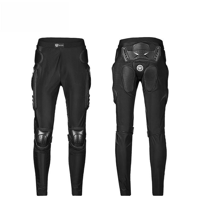 Pantaloni protettivi da moto per fuoristrada e sport estremi - Protezione ginocchia certificata CE - Piastre di protezione in PE resistenti - Nero/Rosso - Dalla S alla 4XL_voghion.com