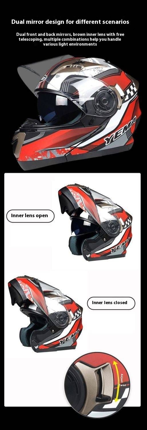 Motorcycle Helmet ABS Full Face Flip Up Helmet With 3C Certification For Men & Women, All-Season Riding, XL/XXL_voghion.com