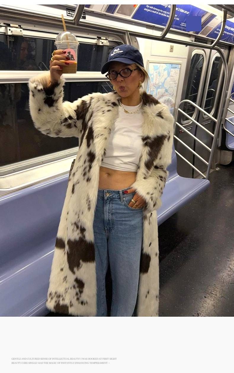 Women's Clothing Autumn And Winter New Leopard Print Imitation Fur Coat Long Fashionable Women's Coat_voghion.com