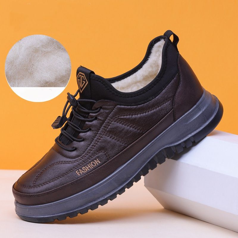 NEW Men's Winter Fleece And Thickened One-step Anti-slip, Waterproof Wool And Warm Cotton Shoes_voghion.com