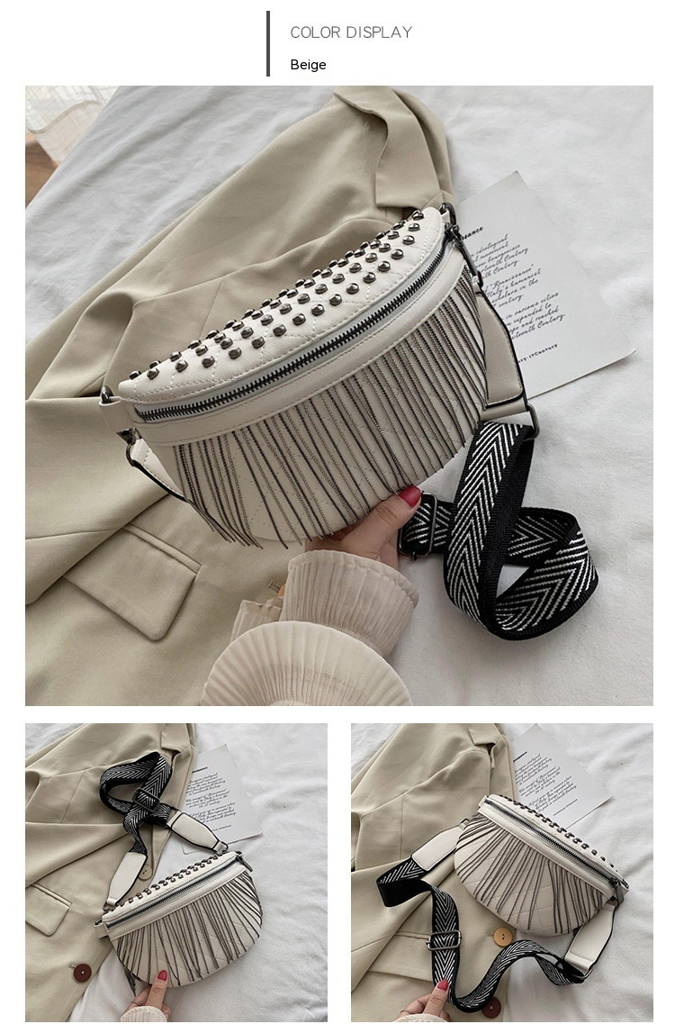 2024 New Fashion and Trendy Bag Texture Single Shoulder Women's Bag Crossbody Wide Shoulder Strap Casual Versatile Instagram Trendy Su Chest Bag_voghion.com