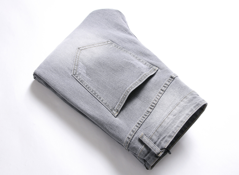 Heren Slim Fit Stretch Jeans - Trendy Grijze Denim Broek met Elastisch Comfort, Mid-Rise Casual Broek_voghion.com