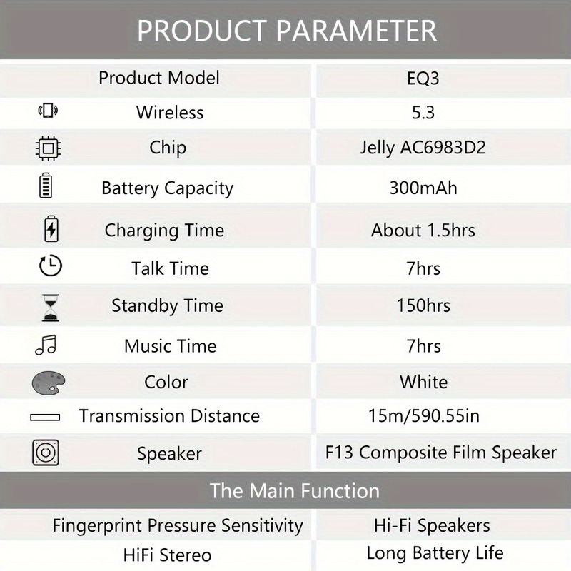 HOCO EQ3 Neue Upgrade-Ohrhörer mit Geräuschunterdrückung, kabelloses 5.3-Headset, Gaming-Ohrhörer mit geringer Latenz, Ohrhörer mit HD-Musiksound, Ohrhörer zum 7-stündigen Genießen,_voghion.com