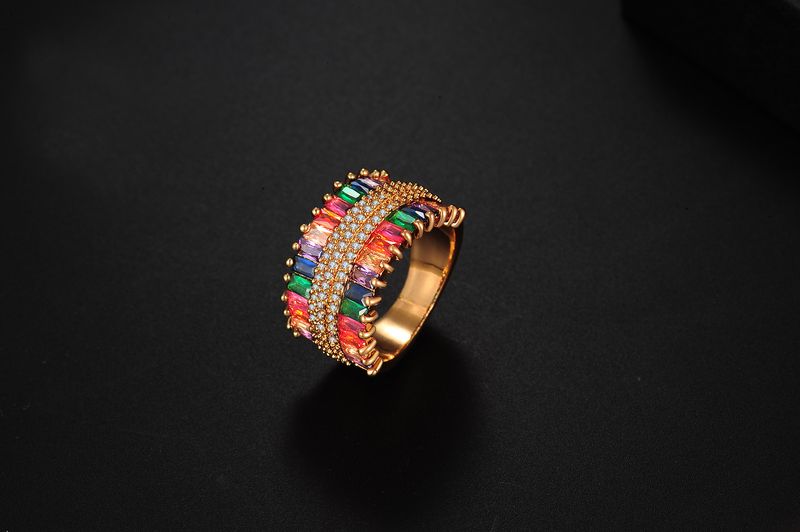 colorful ring female fashion rainbow color girlfriends ring color bare stone inlaid jewelry accessories zircon_voghion.com