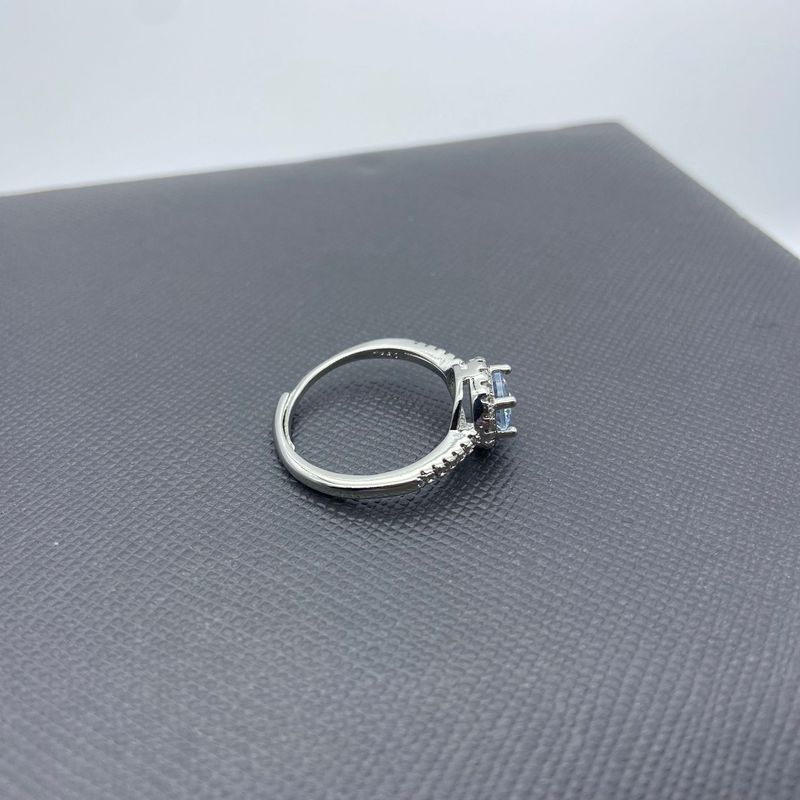 Anel feminino quadrado redondo de moissanita simulada de um quilate, anel de diamante com proposta elegante e simples, faixa ajustável para_voghion.com