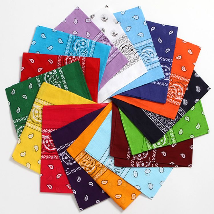 Sciarpa quadrata in cotone stampato con fiore di ameba e anacardi, bandana da street dance per uomo e donna, opera d'arte decorativa_voghion.com