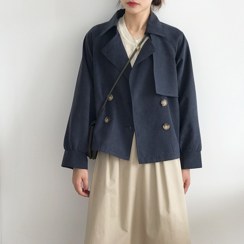 Women's Clothing spring new retro short windbreaker for small men female chic loose temperament coat 7962_voghion.com