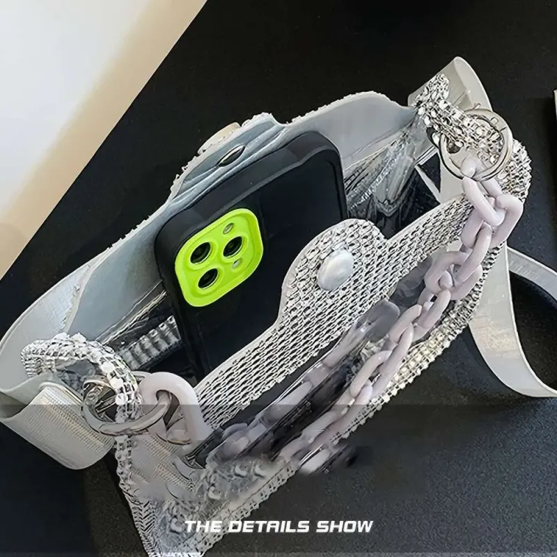 Trendy Rhie Decor Square Transparent Ing Shoulder Bag, With Acrylic Strap Women's Handbag And For Music Festival 4 53b02_voghion.com