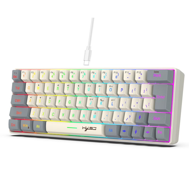 HXSJ new 63 wired film keyboard with dual color caps, RGB lighting, USB-C key cable separation_voghion.com