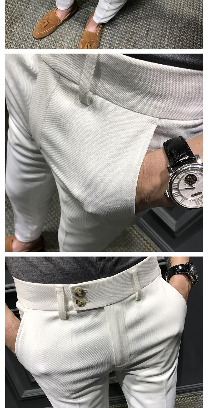 Summer For Men, Slim Fit Suit With Small Feet, Casual Trendy 9-point Pants, Thin Men's Pants_voghion.com