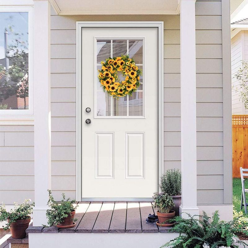 Home Textile Summer Wreath Artificial Sunflower Wreath Door Hanging Wreath_voghion.com