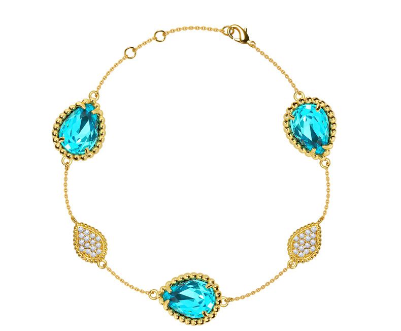 Bijoux pour femmes, bracelet en forme de larme, serti de griffes et de perles, pierres précieuses artificielles multicolores à facettes, style estival, bijoux exquis, bijoux à la mode_voghion.com