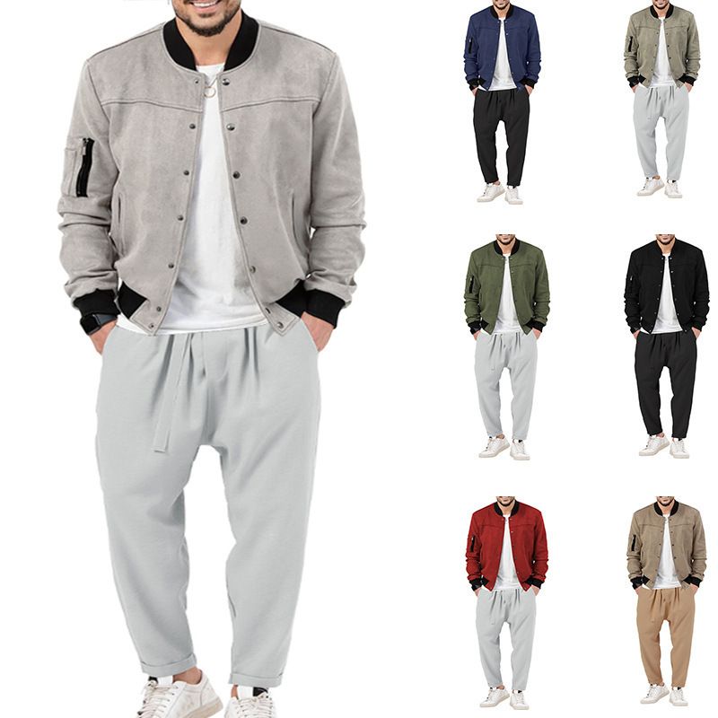 Ensemble 2 pièces décontracté pour hommes, ensemble veste et pantalon de qualité personnalisée, tendance, automne-hiver, 2024_voghion.com