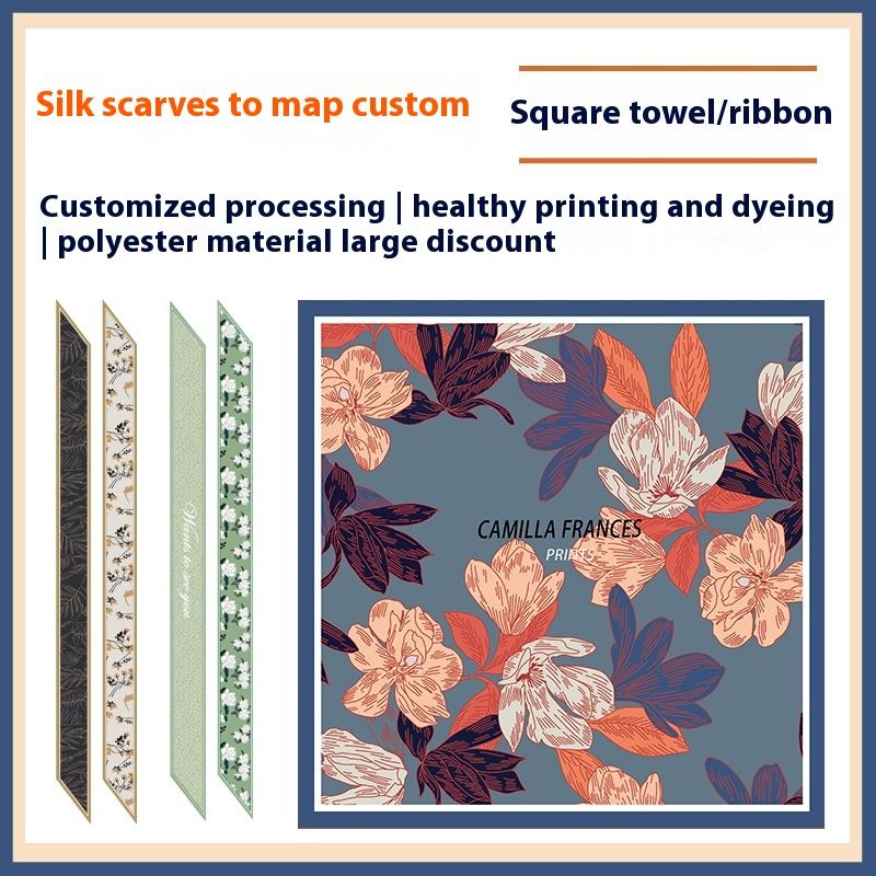 Pattern Small Square Scarf Ribbon Hairband Digital Machine Printing Mulberry Silk_voghion.com