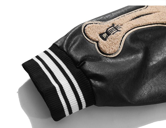 Trendy merk Hip-Hop Flocked Print Baseball Heren Straat Losse PU Leren Patchwork Jas Dames Ins Herfst_voghion.com