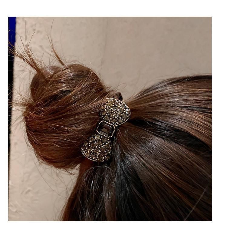 Fascia con fiocco in strass di alta qualità coreana, anello per l'intestino tenue francese alla moda retrò, cordino per la testa, elastico per capelli_voghion.com