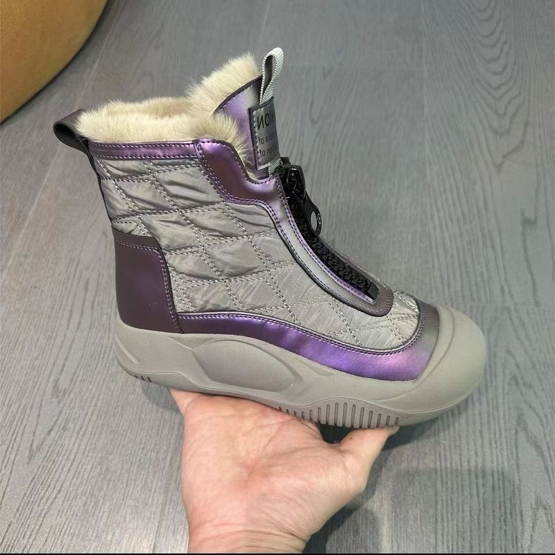 Herbst Winter Neue vielseitige Schneestiefel flache wasserdichte Baumwollschuhe Fleece gefüttert verdickt warm High-Top Damen_voghion.com