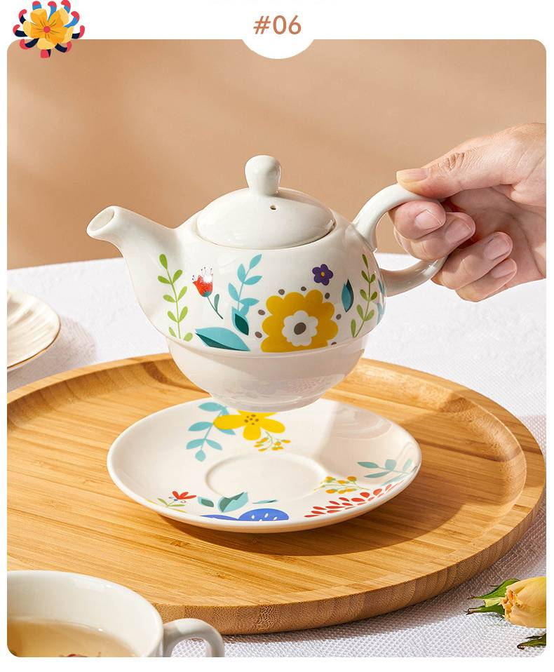 Ensemble créatif de tasses à café et soucoupes en céramique, bouilloire mère-enfant, théière, tasse à thé, assiette à Dessert, service à thé unique de l'après-midi_voghion.com