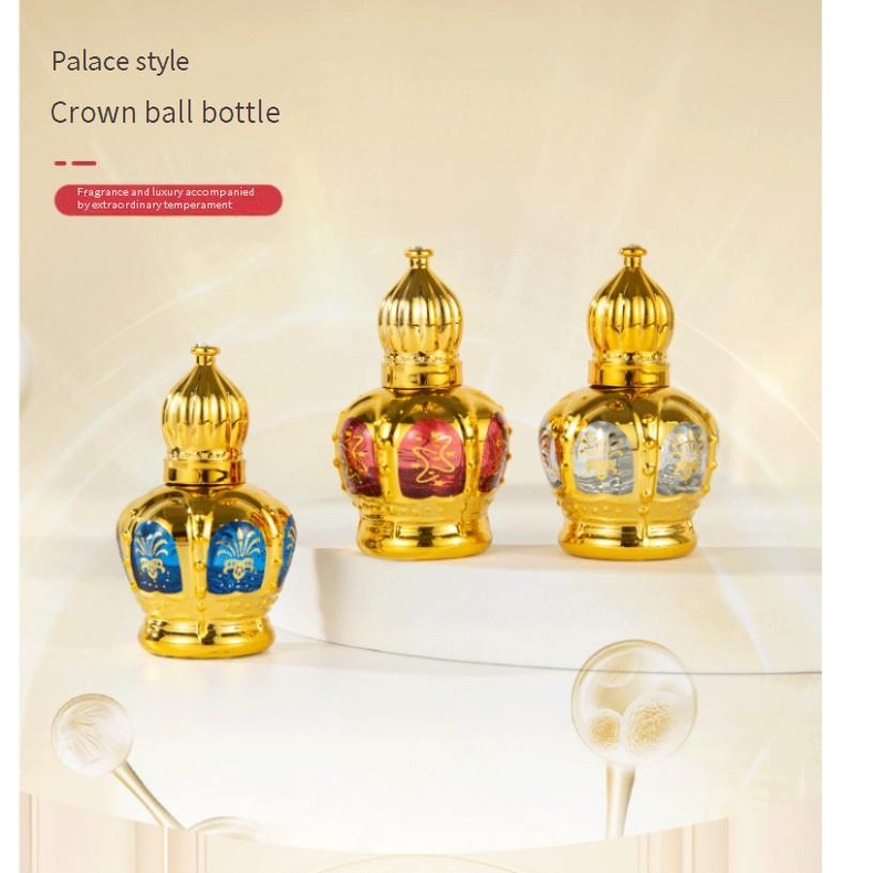 Parfümzubehör Spot 12ML Crown Gold Parfümflasche Glas Parfüm Roller Flasche Vergoldet Tragbare Kosmetik Roller Flasche_voghion.com