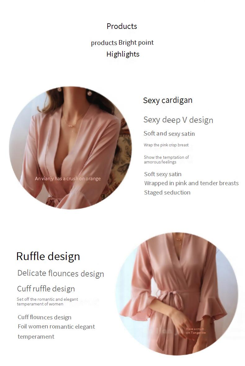 Men's Sleep Secret Love Orange Brand Temptation Private Room Sexy Pajamas Pure Desire Simulated Silk Lotus Leaf Cuffs Cardigan Outer Robe Nightgown_voghion.com