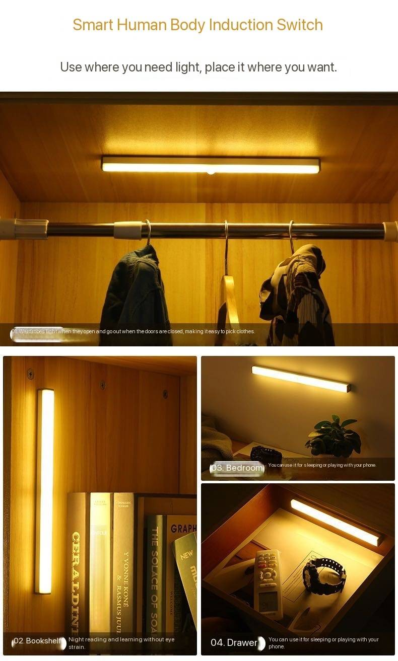 Motion Sensor Light Wireless LED Night Lights Bedroom Decor Light Detector Wall Decorative Lamp Staircase Closet Room Aisle Ligh_voghion.com