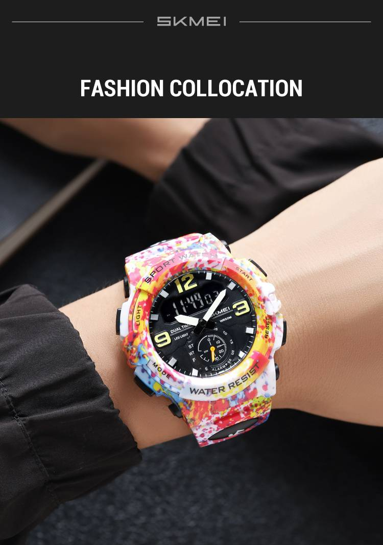 Camouflage-Sportuhr für Herren mit Alarm, Licht, Start/Stopp, Reset, Dualzeit, Modus und wasserdichten Funktionen (137 Buchstaben)_voghion.com