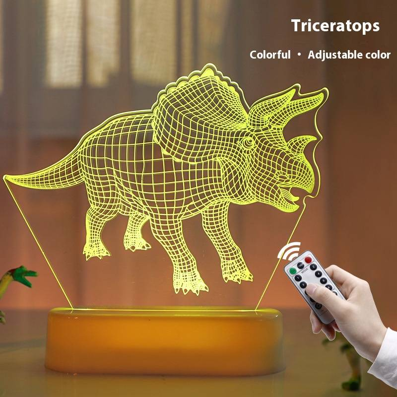 Luce notturna 3D a forma di dinosauro con telecomando - Lampada da comodino a LED che cambia colore, regalo creativo per bambini e decorazioni per la casa_voghion.com