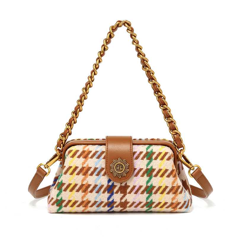 autumn And Winter New Style Women's Small Batch Design Canvas Chain Shoulder Crossbody Bag, High-end Zippered Mini Square Bag_voghion.com