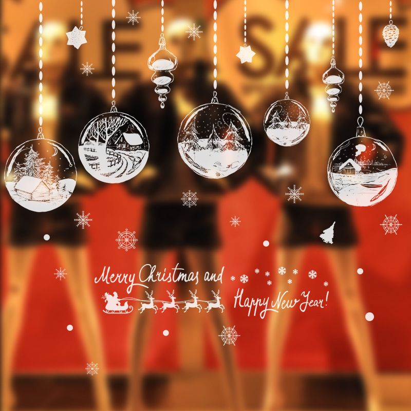 Pegatinas navideñas para ventanas, grandes copos de nieve de Papá Noel para puertas y paredes de cristal, decoraciones navideñas de PVC (60 x 90 cm, blancas)_voghion.com