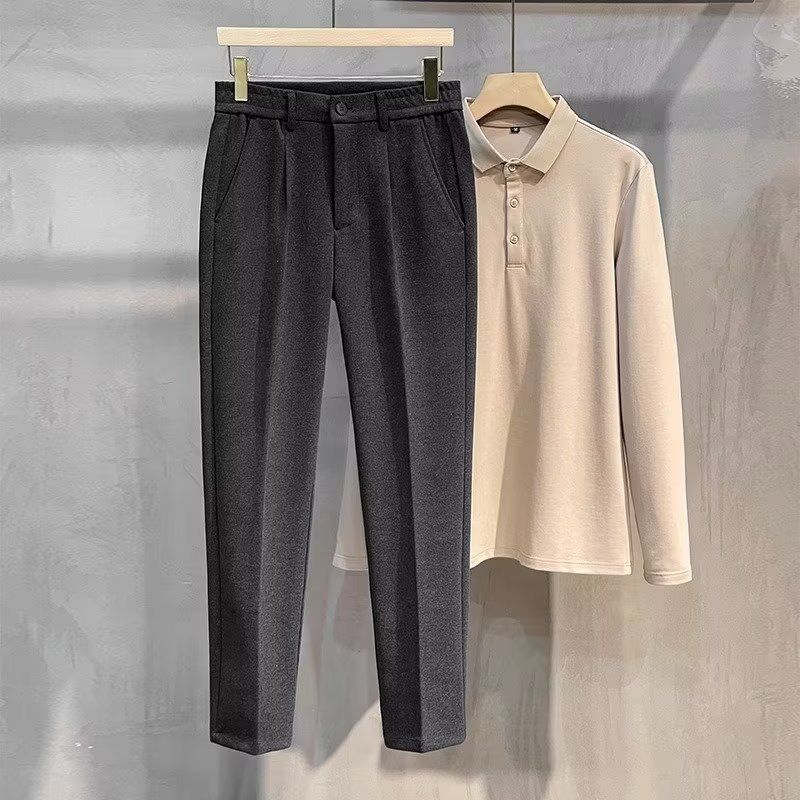 Yün Pantolon Erkek İlkbahar Ve Sonbahar Düz Dokuz Noktalı İnce Kesim Üst Sınıf Pantolon İş Gündelik Pantolon Erkek Pantolon Sonbahar Ve Kış_voghion.com