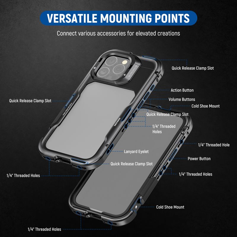 Neuere Käfighülle für iPhone 16 Pro/Pro Max Schnellverschluss-Video-Rig-Telefonstabilisator mit 67-mm-Filteradapter_voghion.com