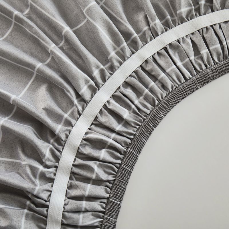 Gonna da letto a quadri grigio-bianchi - Copriletto elastico con volant per hotel e casa (pezzo unico, qualità premium)_voghion.com