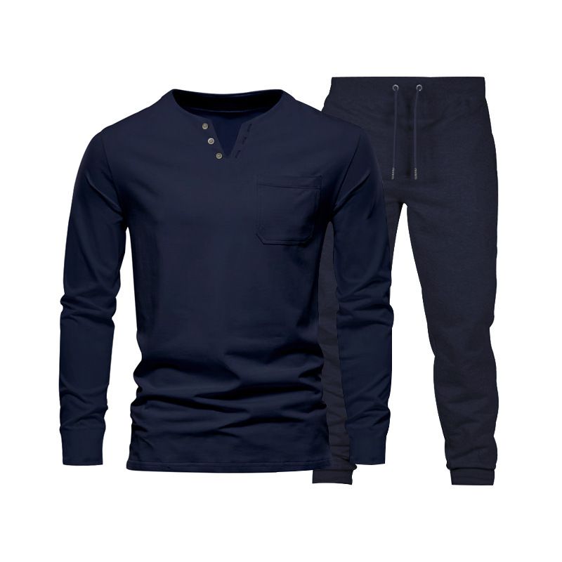 Autumn Clothing Minimalist Outdoor Sports Long Sleeve Pants Men's Two Piece Set_voghion.com